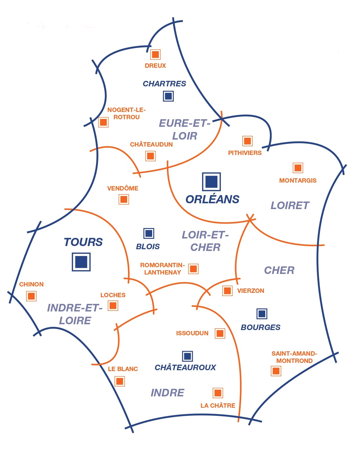 Carte de l'académie Orléans-Tours