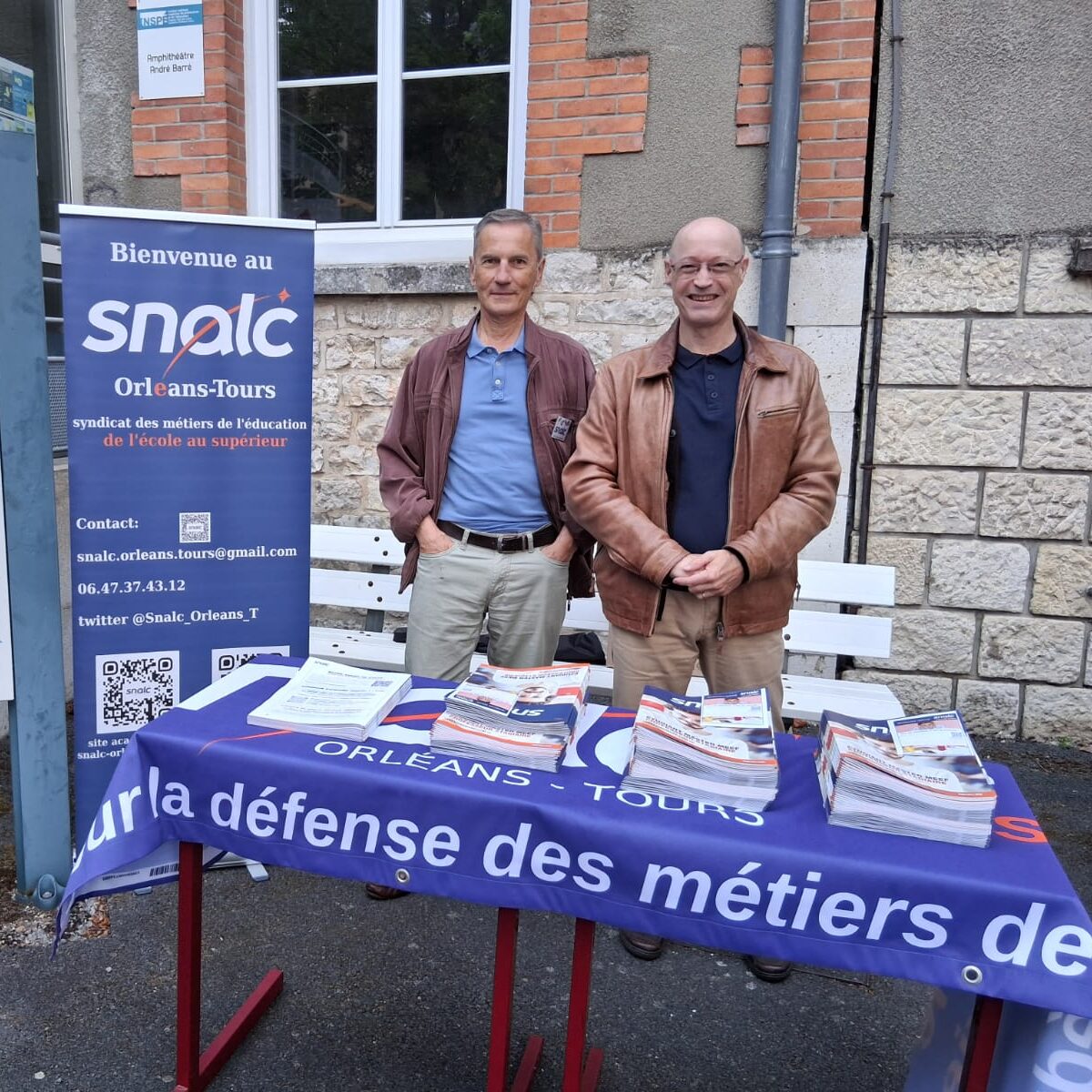 Laurent CHÉRON (secrétaire académique 2nd degré) et Pierre GOUGEON (trésorier), se sont occupés d'accueillir la promo des PES de l'INSPE d'Orléans, jeudi 28 août.