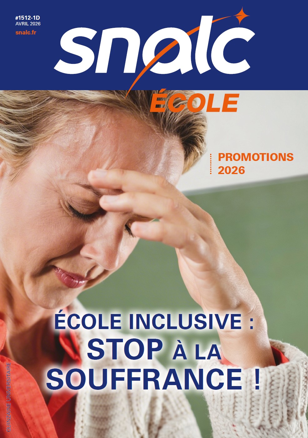 "École inclusive : stop à la souffrance" (n°1512 École, avril 2026)